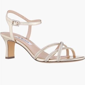 Nina Bobby Gold Ankle Strap Heels
